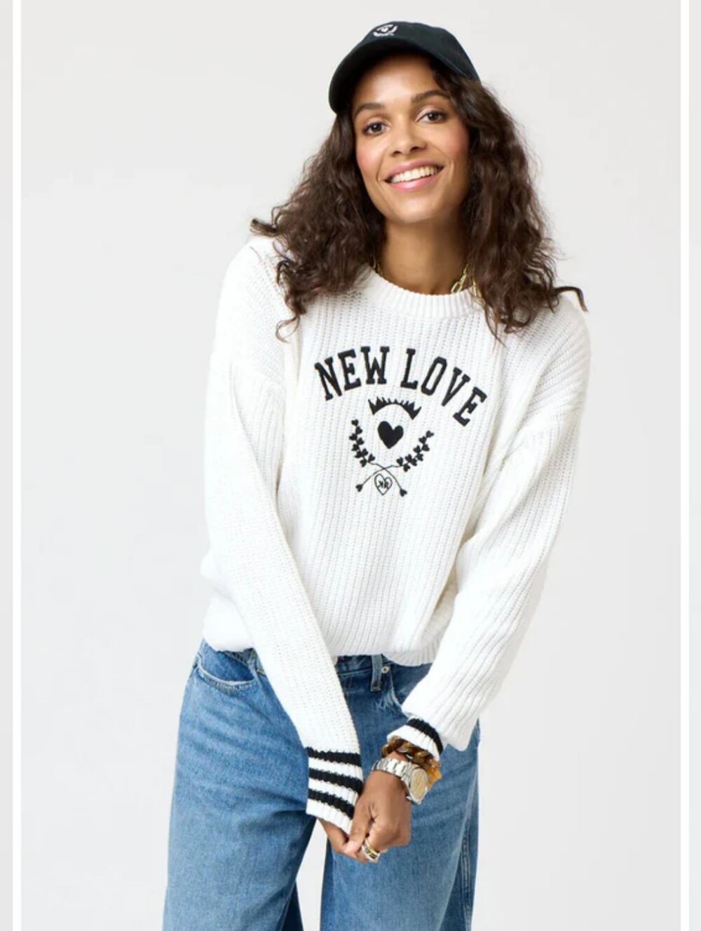 NWT Kerri Rosenthal Boyfriend Crewneck Sweater-New Love